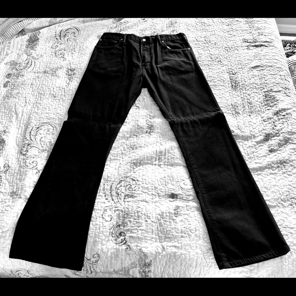 LEVI LEVIS 517 BOOT CUT MENS BLACK DENIM JEANS SIZE 36 X 32 RED TAB